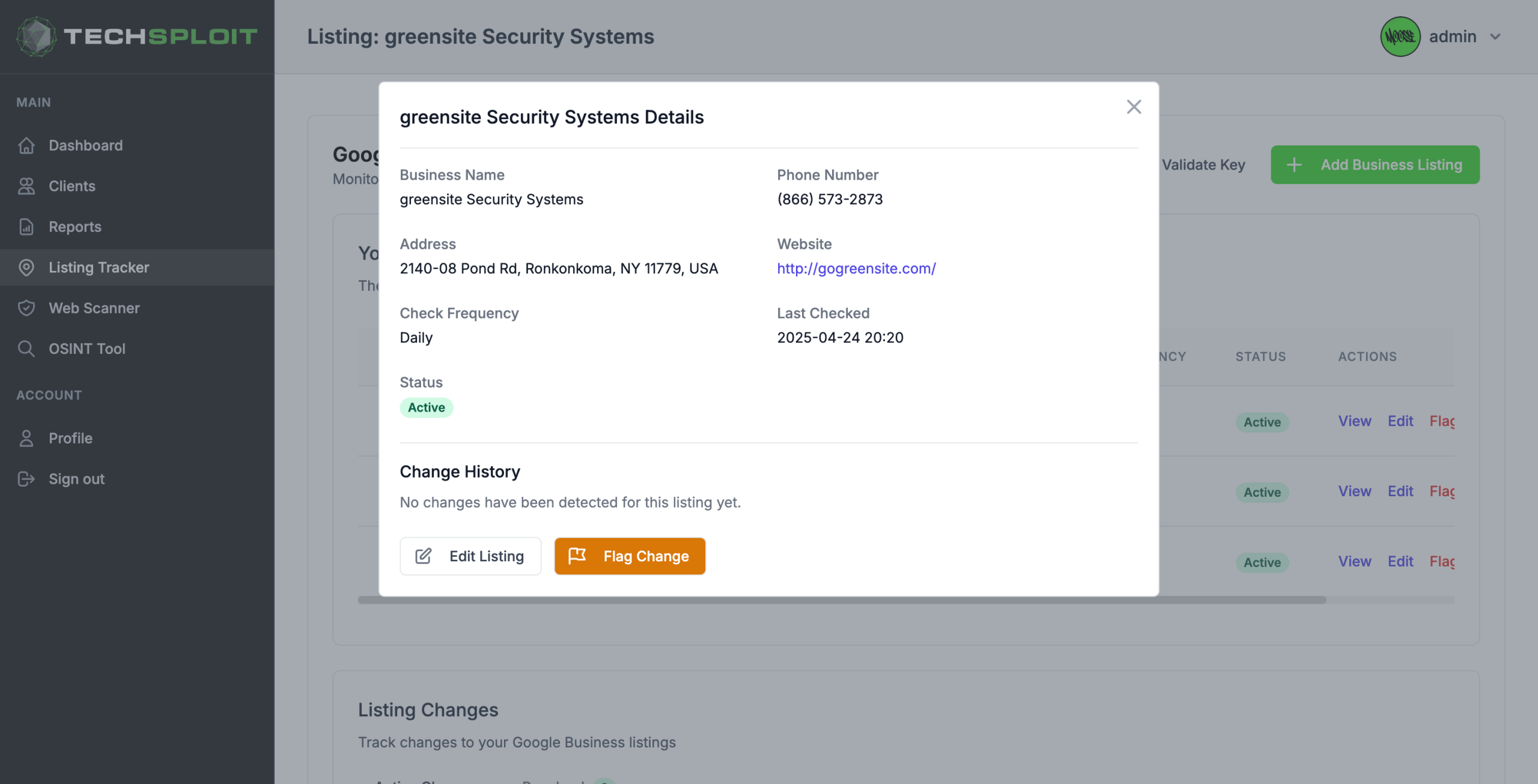 Example of properly secured listing